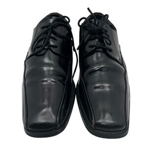 Giorgio Venturi 6214 Black Leather Upper Square Toe Derby Men 8.5 Dress Shoes*